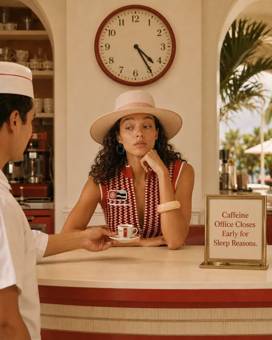 Coffee counter scene with caffeine order signs, representing strategic afternoon coffee choices | Becoming Elysian