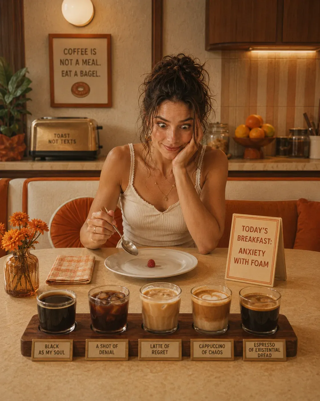 Small jars and bowls arranged as planned snacks for steadier energy and fewer urgent cravings